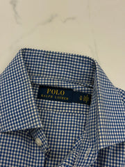Polo Ralph Lauren Herren Hemd Blau Weiß Kariert Gr. 38 Custom Fit 100% Baumwolle