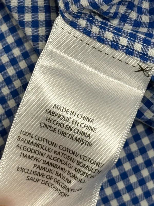 Polo Ralph Lauren Herren Hemd Blau Weiß Kariert Gr. 38 Custom Fit 100% Baumwolle