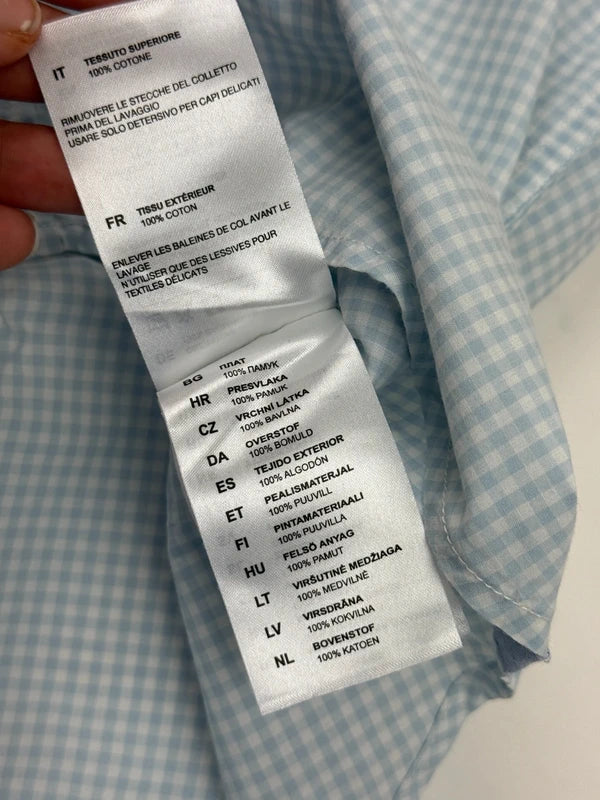 Marc O’Polo Herren Hemd Hellblau Weiß Kariert Gr. S Regular Fit 100% Baumwolle