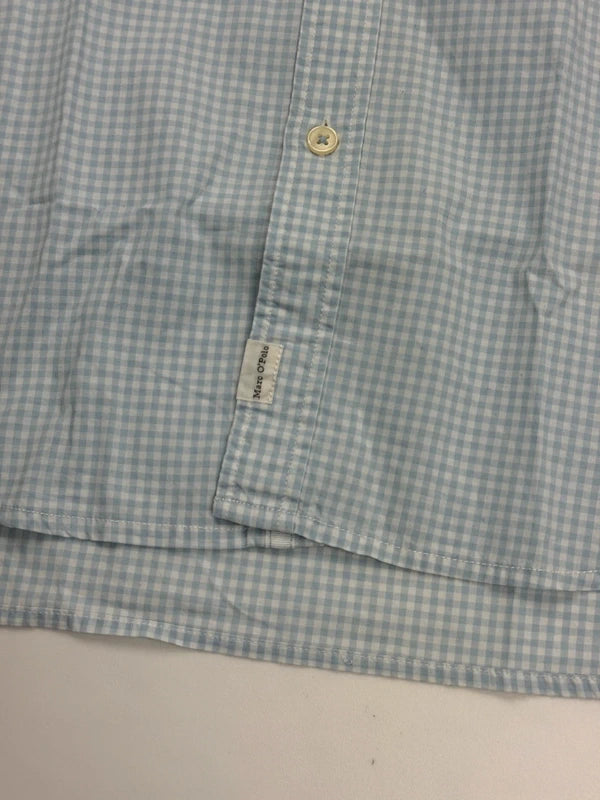 Marc O’Polo Herren Hemd Hellblau Weiß Kariert Gr. S Regular Fit 100% Baumwolle