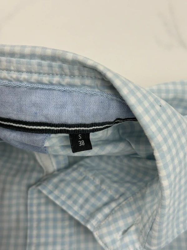 Marc O’Polo Herren Hemd Hellblau Weiß Kariert Gr. S Regular Fit 100% Baumwolle