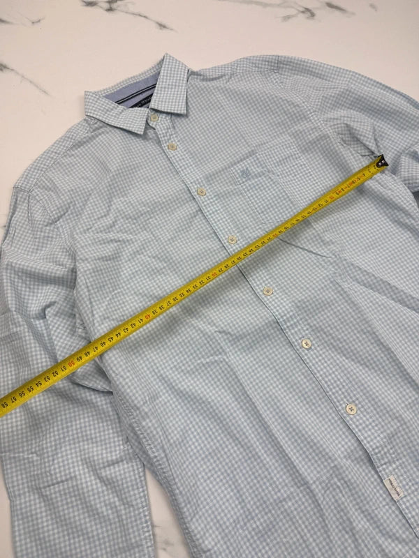 Marc O’Polo Herren Hemd Hellblau Weiß Kariert Gr. S Regular Fit 100% Baumwolle