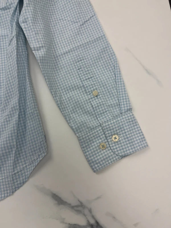 Marc O’Polo Herren Hemd Hellblau Weiß Kariert Gr. S Regular Fit 100% Baumwolle