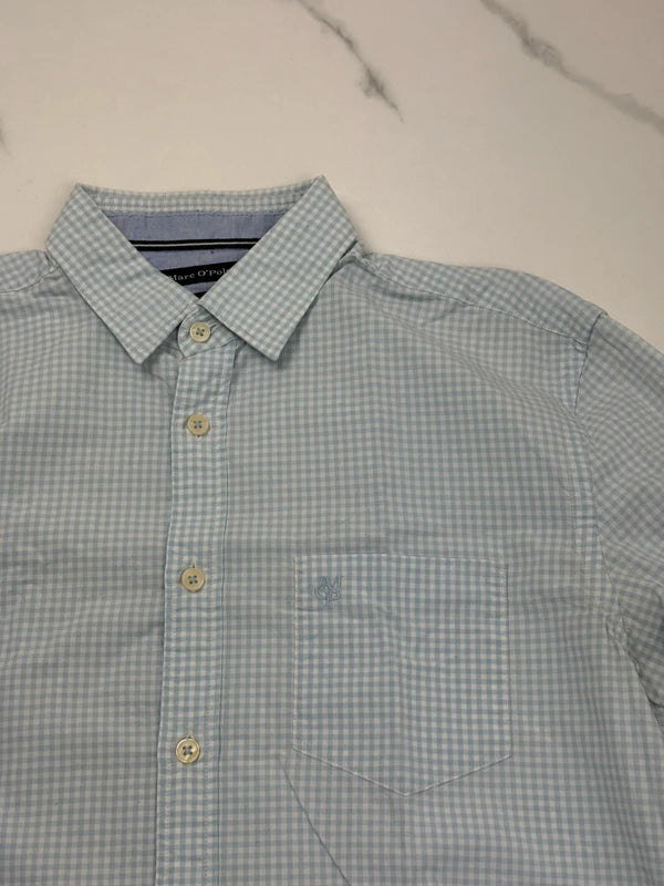 Marc O’Polo Herren Hemd Hellblau Weiß Kariert Gr. S Regular Fit 100% Baumwolle