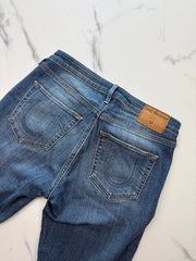 True Religion Jennie Damen Skinny Jeans Blau W27 Distressed Stretch