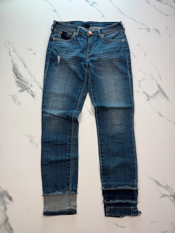 True Religion Jennie Damen Skinny Jeans Blau W27 Distressed Stretch