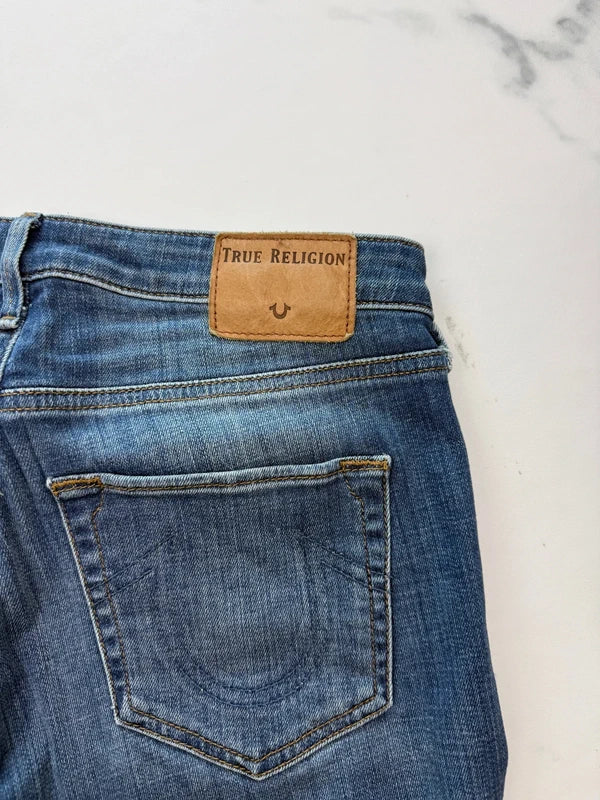 True Religion Jennie Damen Skinny Jeans Blau W27 Distressed Stretch