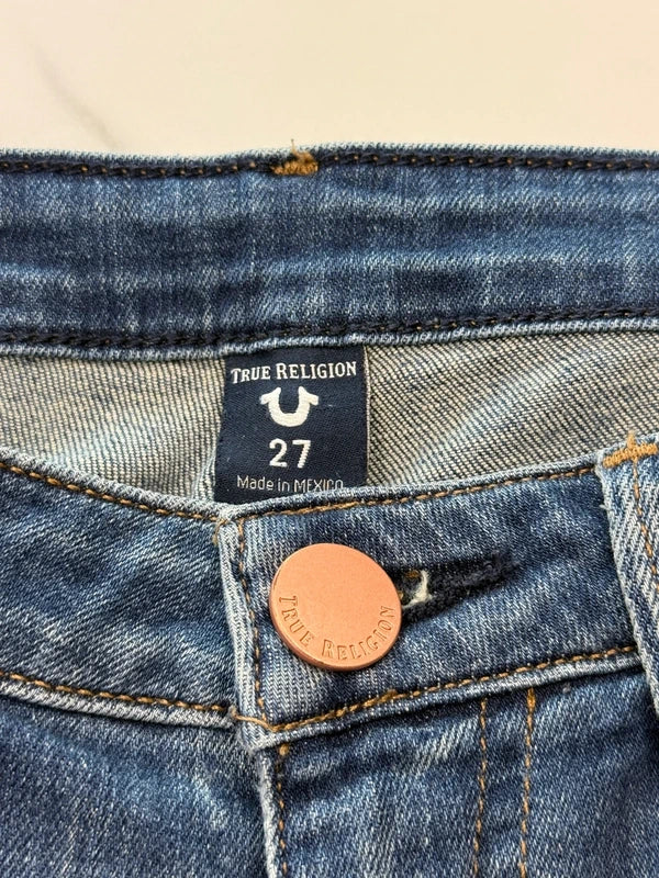 True Religion Jennie Damen Skinny Jeans Blau W27 Distressed Stretch