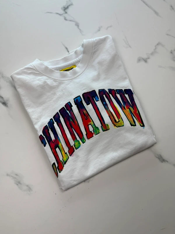Chinatown Market Herren T-Shirt Weiß Bunt Gr. M Rainbow Logo 100% Baumwolle