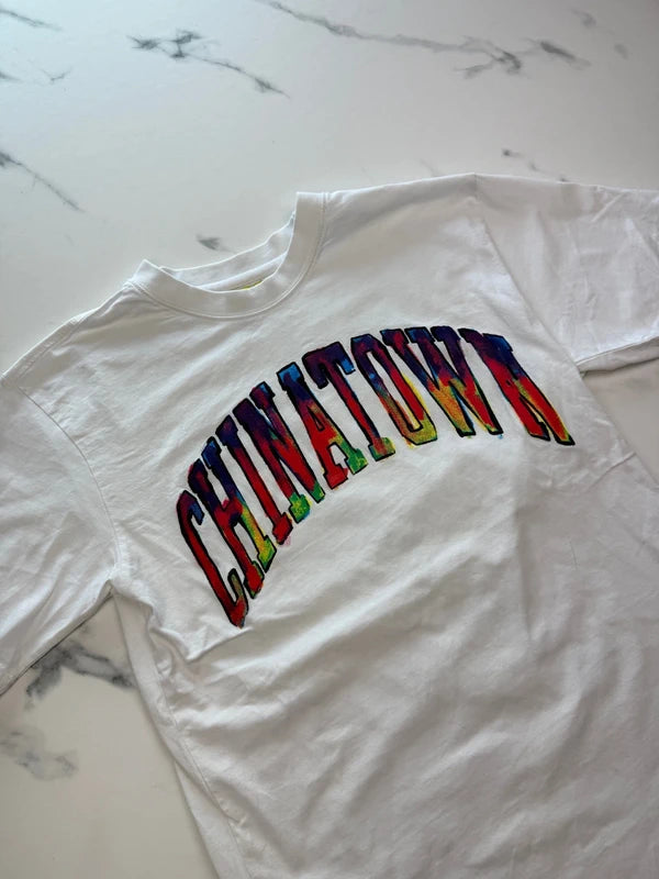 Chinatown Market Herren T-Shirt Weiß Bunt Gr. M Rainbow Logo 100% Baumwolle