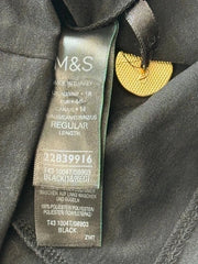 M&S Collection Damen Bluse Schwarz Gr. 46 Goldknöpfe Kurzarm 100% Polyester