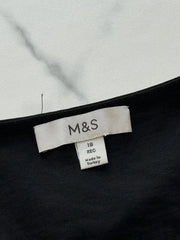 M&S Collection Damen Bluse Schwarz Gr. 46 Goldknöpfe Kurzarm 100% Polyester