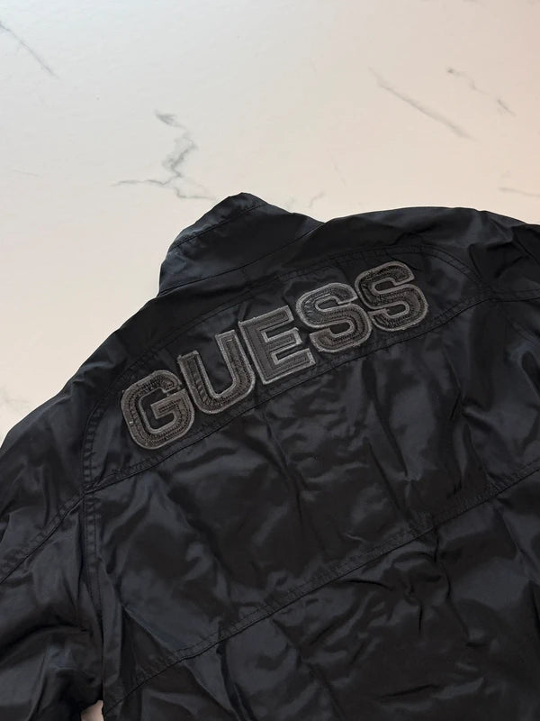 GUESS Herren Übergangsjacke Schwarz Gr. L mit Stickerei 100% Polyamid