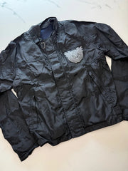 GUESS Herren Übergangsjacke Schwarz Gr. L mit Stickerei 100% Polyamid