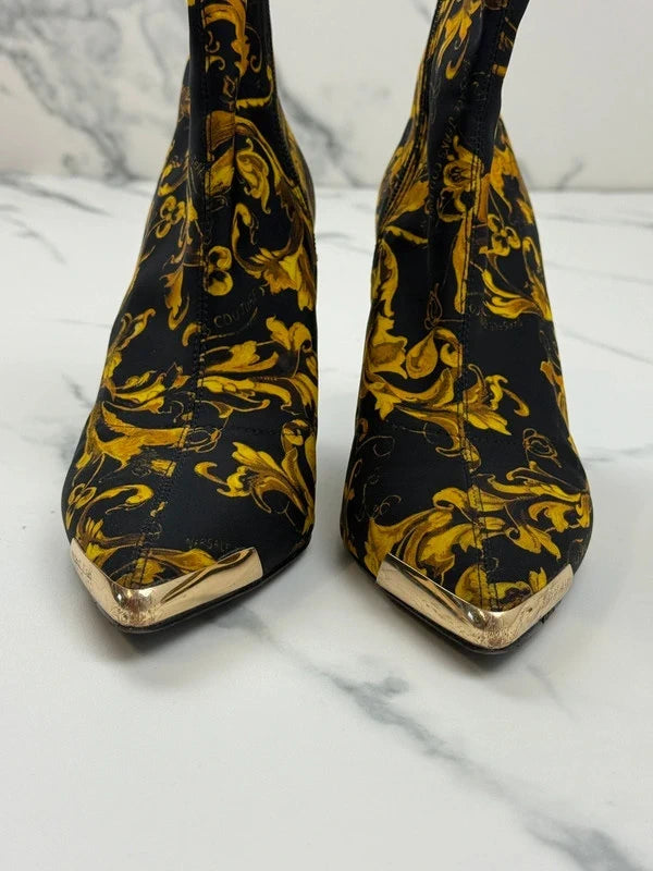 Versace Jeans Couture Damen Stiefeletten Barock Schwarz Gold Gr. 39