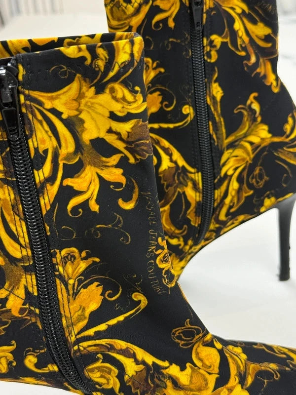 Versace Jeans Couture Damen Stiefeletten Barock Schwarz Gold Gr. 39
