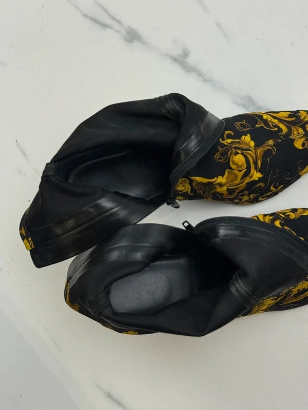 Versace Jeans Couture Damen Stiefeletten Barock Schwarz Gold Gr. 39