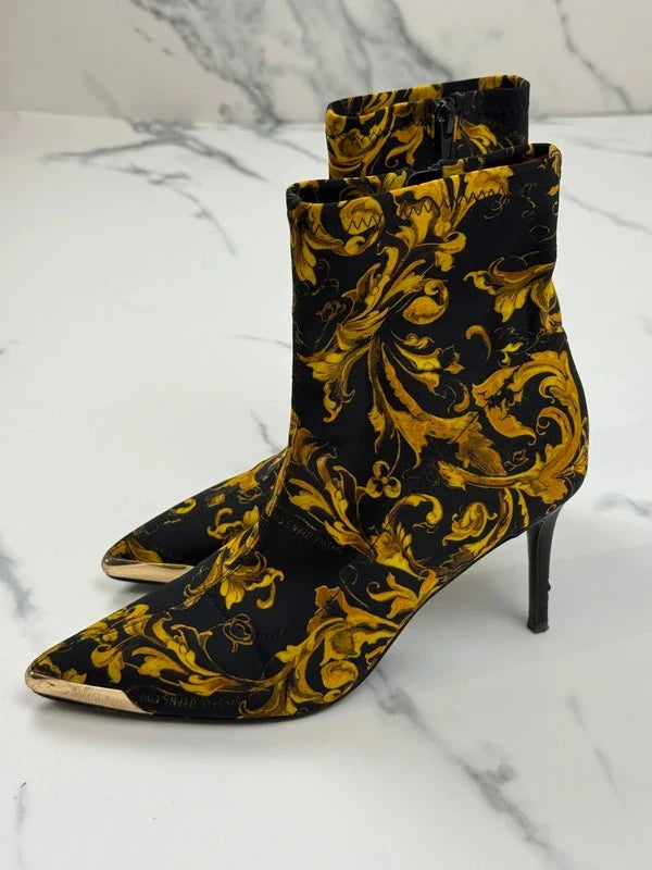 Versace Jeans Couture Damen Stiefeletten Barock Schwarz Gold Gr. 39