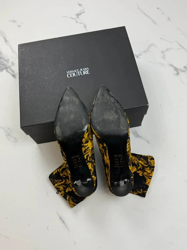 Versace Jeans Couture Damen Stiefeletten Barock Schwarz Gold Gr. 39
