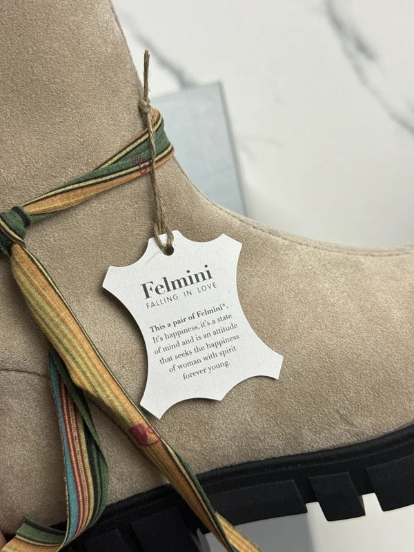 Felmini Damen Chunky Boots Beige Schwarz Gr. 37