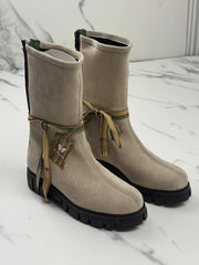 Felmini Damen Chunky Boots Beige Schwarz Gr. 37