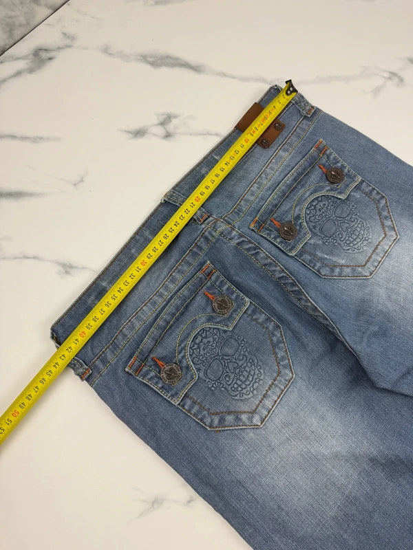 LBJC Laguna Beach Jeans Co. Herren Jeans Blau W30 Bootcut Skull Destroyed