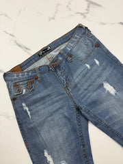 LBJC Laguna Beach Jeans Co. Herren Jeans Blau W30 Bootcut Skull Destroyed