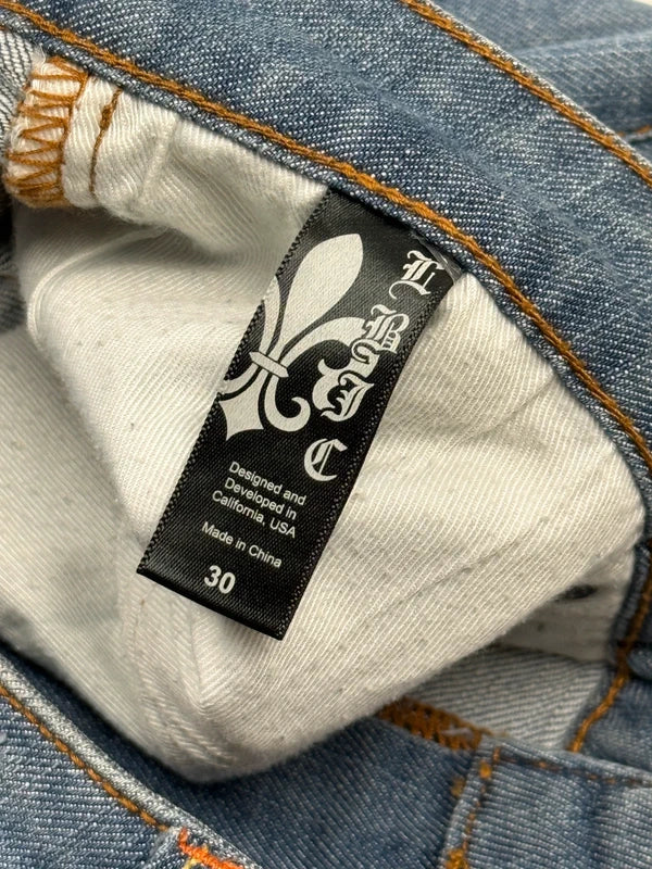 LBJC Laguna Beach Jeans Co. Herren Jeans Blau W30 Bootcut Skull Destroyed