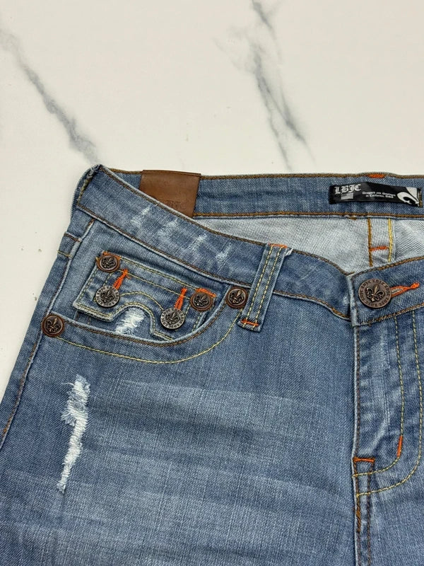 LBJC Laguna Beach Jeans Co. Herren Jeans Blau W30 Bootcut Skull Destroyed