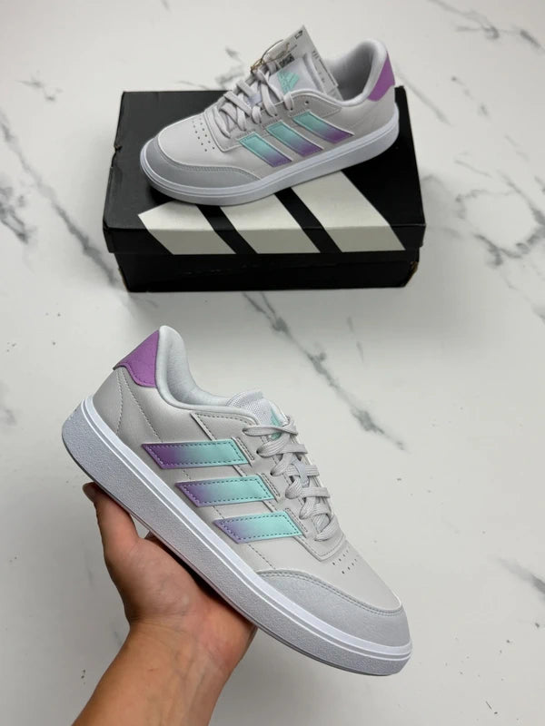 Adidas Courtblock Damen Sneaker Grau Mint Lila Gr. 38 2/3