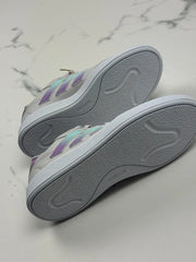 Adidas Courtblock Damen Sneaker Grau Mint Lila Gr. 38 2/3