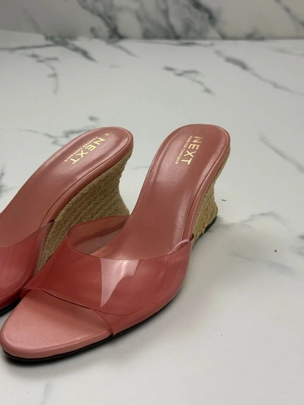 Next Damen Keilabsatz Sandalen Rosa Transparent Gr. 38