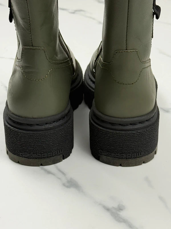 G-Star RAW Kafey PFM HGH Damen Leder Boots Schwarz Olivgrün Gr. 36