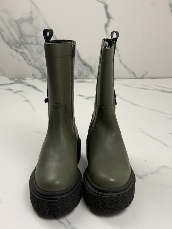 G-Star RAW Kafey PFM HGH Damen Leder Boots Schwarz Olivgrün Gr. 36
