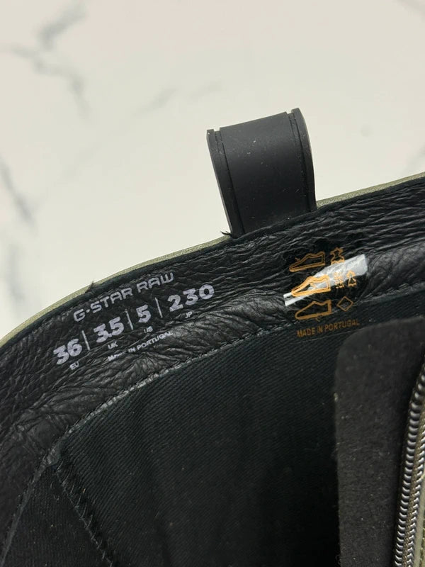 G-Star RAW Kafey PFM HGH Damen Leder Boots Schwarz Olivgrün Gr. 36