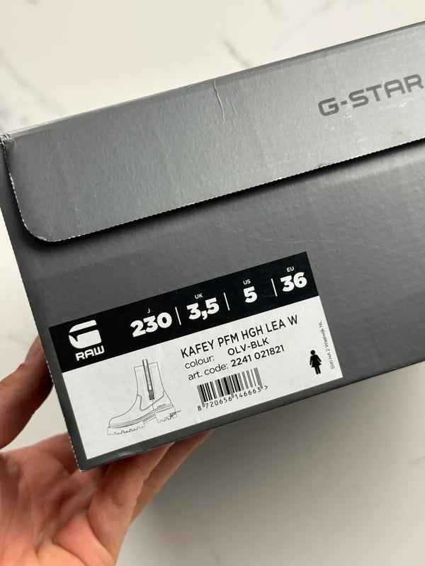 G-Star RAW Kafey PFM HGH Damen Leder Boots Schwarz Olivgrün Gr. 36