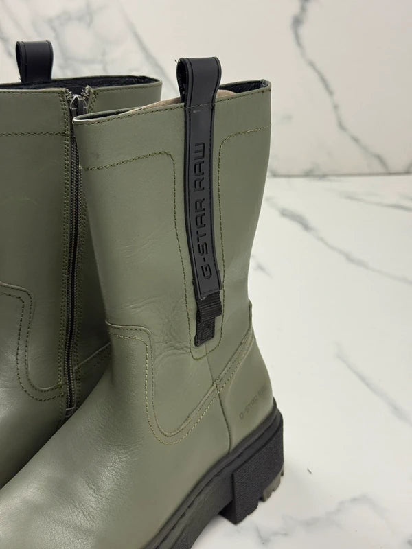G-Star RAW Kafey PFM HGH Damen Leder Boots Schwarz Olivgrün Gr. 36