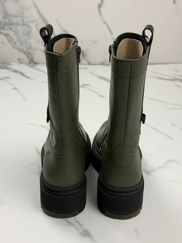 G-Star RAW Kafey PFM HGH Damen Leder Boots Schwarz Olivgrün Gr. 36