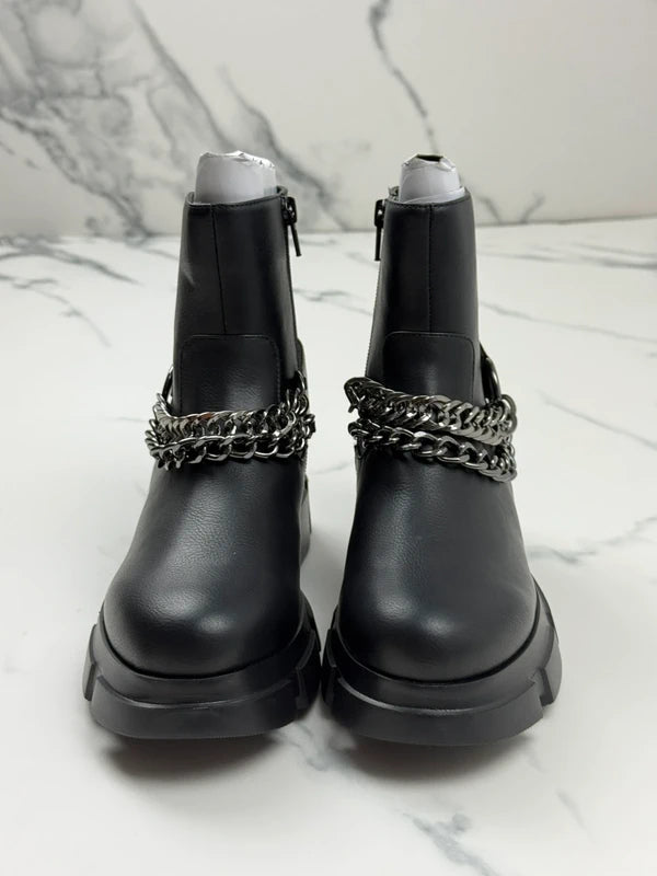 Liu Jo Arabella 1 Damen Chunky Boots Schwarz mit Ketten Gr. 35