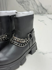 Liu Jo Arabella 1 Damen Chunky Boots Schwarz mit Ketten Gr. 35