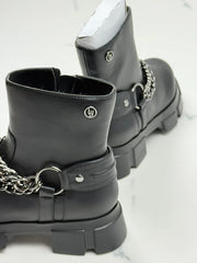 Liu Jo Arabella 1 Damen Chunky Boots Schwarz mit Ketten Gr. 35