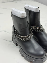 Liu Jo Arabella 1 Damen Chunky Boots Schwarz mit Ketten Gr. 35