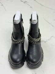 Liu Jo Arabella 1 Damen Chunky Boots Schwarz mit Ketten Gr. 35