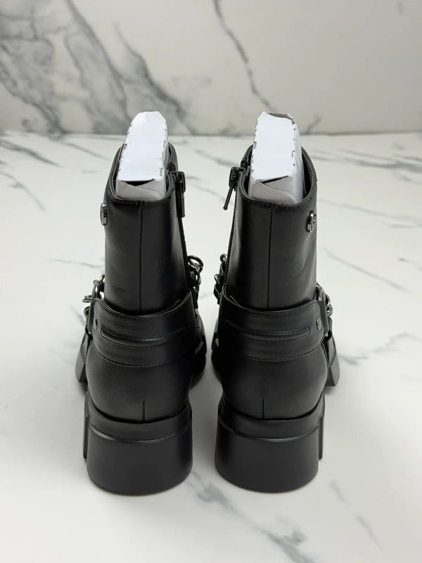 Liu Jo Arabella 1 Damen Chunky Boots Schwarz mit Ketten Gr. 35