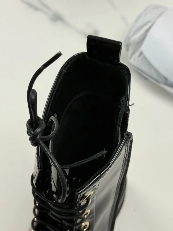 Högl Damen Lackleder Schnürboots Schwarz Gr. 36 / UK 3,5
