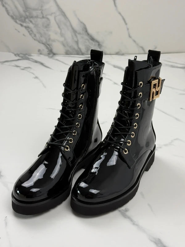 Högl Damen Lackleder Schnürboots Schwarz Gr. 36 / UK 3,5