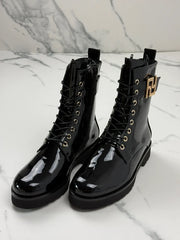Högl Damen Lackleder Schnürboots Schwarz Gr. 36 / UK 3,5