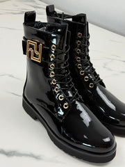 Högl Damen Lackleder Schnürboots Schwarz Gr. 36 / UK 3,5