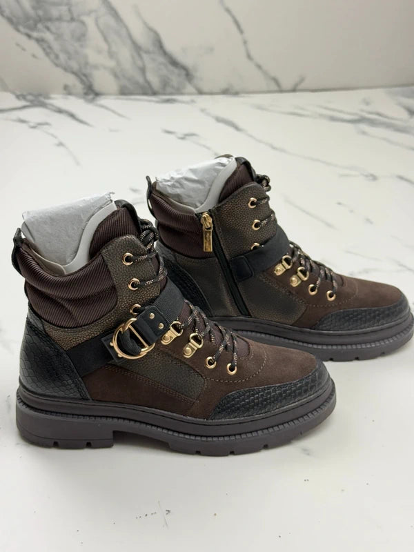 Tamaris Damen Schnürboots Braun mit Gold-Details Gr. 39