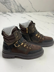 Tamaris Damen Schnürboots Braun mit Gold-Details Gr. 39